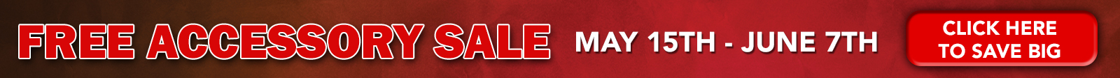 AccSale_CSBanner_FG | Fire Garden Outdoors Banner announcing a free accessory sale May 15–June 7 with a red 'Click here to save big' button on the right.